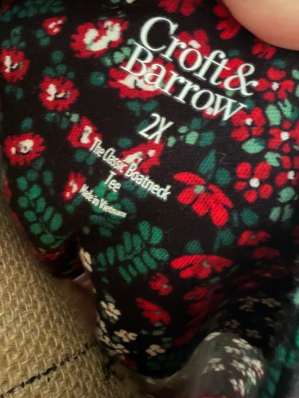 croft & barrow Black Floral Tunic with Red and Green Accents - Picture 4 of 4